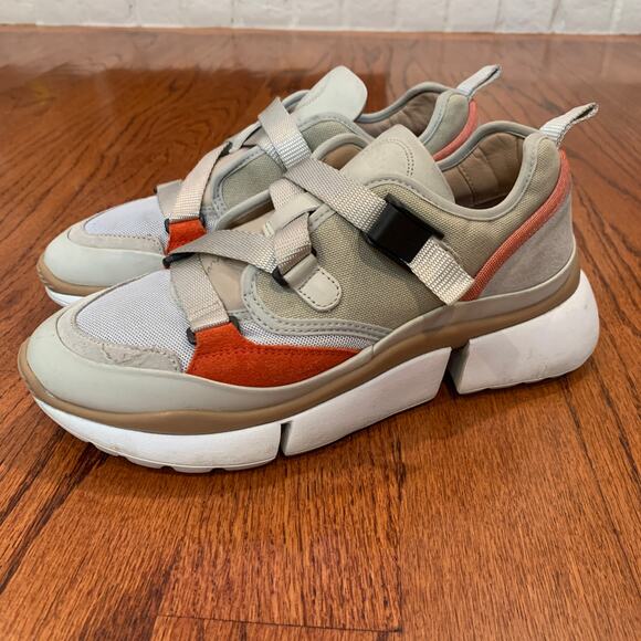 Chloe Sonnie Low Top Women's Sneaker | Tan Orange | Size EU 39/US 9 - Picture 2 of 14